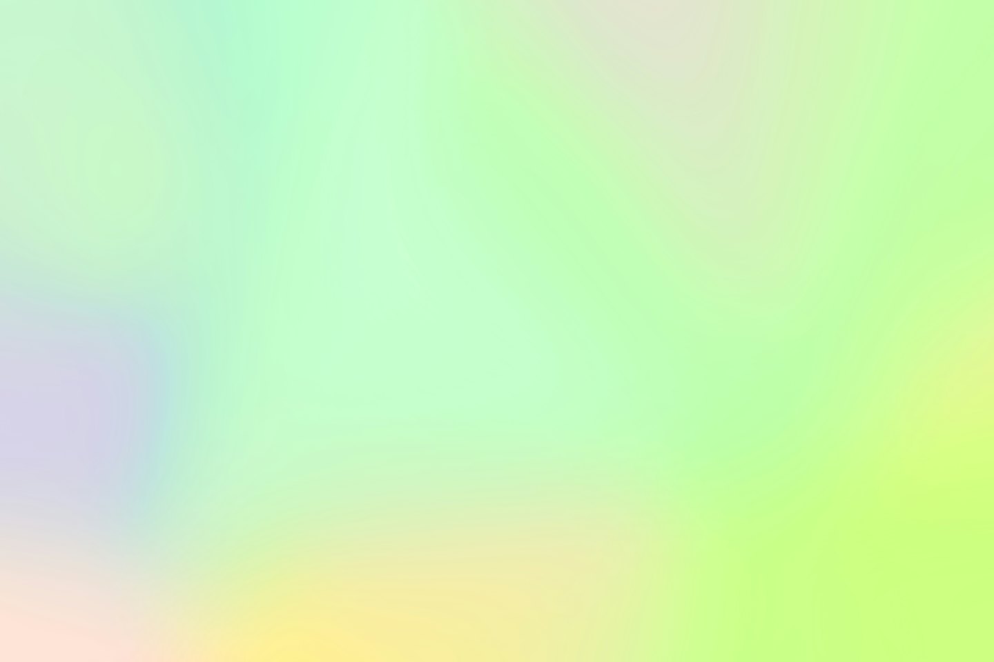 Een zachte overgang van pastelgroen, blauw, geel en lavendel.